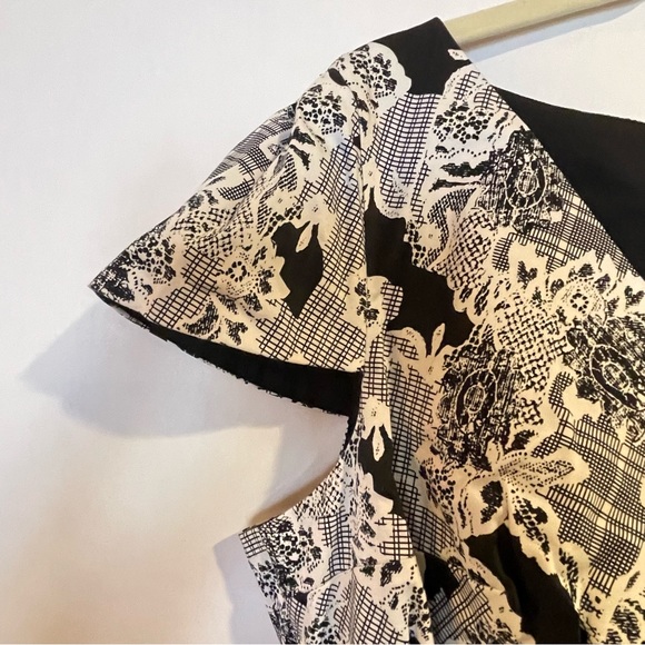 ModCloth Across the Boardroom sheath dress ruched black white graphic print 1X - Picture 6 of 9